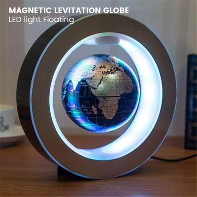 Левитираща лампа Магнитен левитационен глобус LED карта на света Въртящи се глобусни светлини Нощни светлини Домашна новост Плаваща лампа Подаръци
