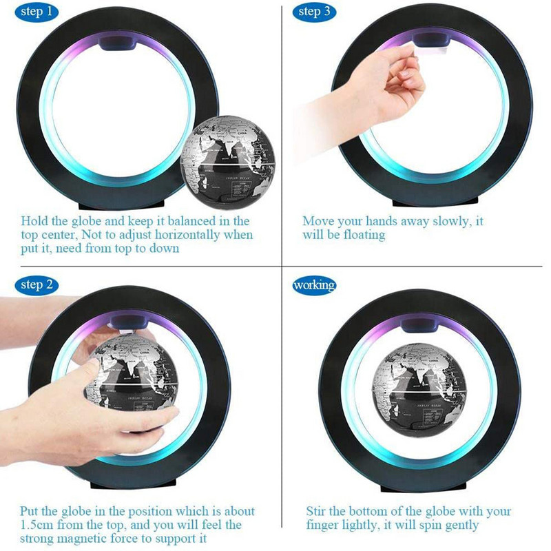 Φωτιστικό αιώρησης Magnetic Levitation Globe LED Παγκόσμιος χάρτης Περιστρεφόμενα φώτα σφαιρικής σφαίρας Φώτα κομοδίνου Δώρα καινοτομία για πλωτό φωτιστικό