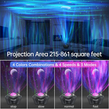 Star Lights Aurora Galaxy Moon Projector με τηλεχειριστήριο Sky Night Lamps Παιδιά Ενήλικες Gifs Bluetooth Μουσική Ηχείο Διακόσμηση σπιτιού