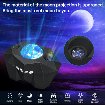 Star Lights Aurora Galaxy Moon Проектор с дистанционно управление Sky Night Lamps Kids Adult Gifs Bluetooth Music Speaker Home Decor