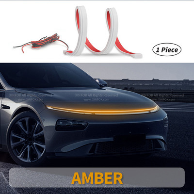 XINFOK LED Φώτα κουκούλας αυτοκινήτου Λωρίδα Universal Auto διακοσμητικά φωτιστικά ατμόσφαιρας Φώτα περιβάλλοντος για φώτα ημέρας αυτοκινήτου DRL 12