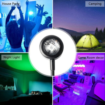 Автомобилна атмосферна лампа Live Background Light 1x USB Sunset LED Rainbow Neon Night Light Проектор Shoot Wall Atmosphere Lighting