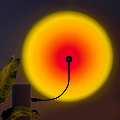 Автомобилна атмосферна лампа Live Background Light 1x USB Sunset LED Rainbow Neon Night Light Проектор Shoot Wall Atmosphere Lighting