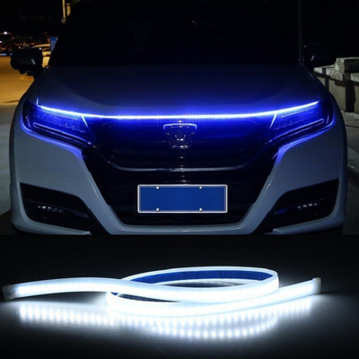 Car Daytime Running Light Strip 120cm 150cm 180cm Waterproof Flexible LED Auto Decorative Atmosphere Lamp Ambient Backlight 12V