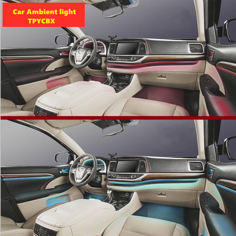 Akrüül-optilised kiudvalgustid RGB ümbritseva valguse helikontroll koos 12 V sigaretisüütaja automaatse sisekujundusega dekoratiivse atmosfäärivalgustiga