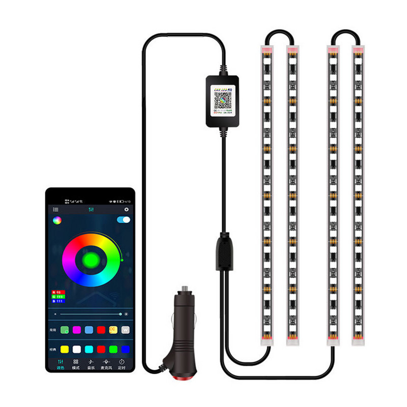 Lampă cu bandă LED 72 Decorarea mediului mașină Modelare DRL Lampă flexibilă pentru atmosferă Lampă pentru decorarea interioară a mașinii