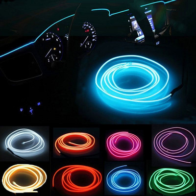 1M/3M/5M/8M autóbelső LED-es dekoratív lámpa EL vezetékes neon csík auto barkácsoláshoz, rugalmas környezeti fény USB party hangulati dióda