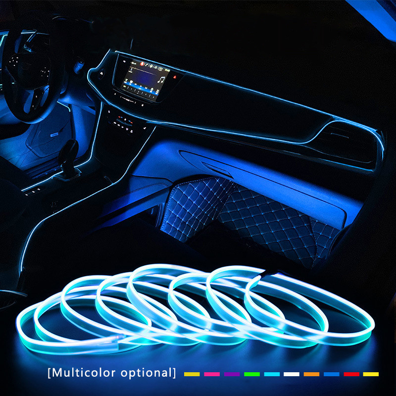 1M / 3M / 5M / 8M automobilio salono LED dekoratyvinė lempa EL laidų neoninė juostelė, skirta automatiniam „pasidaryk pats“ lanksčiam aplinkos šviesos USB vakarėlio atmosferos diodui