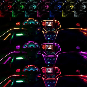 Universal 10 σε 1 RGB LED 8M Εσωτερικό Αυτοκινήτου Ambient Decor Φωτισμός ταινίας οπτικών ινών από App Control Διακοσμητικές λάμπες ατμόσφαιρας αυτοκινήτου