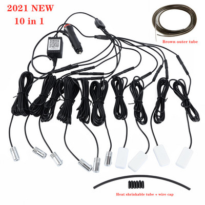 Lumină universală 10 în 1 RGB LED 8M Decor interior ambient al mașinii Bandă de lumină optică cu fibră prin App Control Lămpi decorative pentru atmosferă pentru mașină