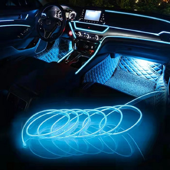 1M/3M/5M Διακοσμητική λάμπα Led εσωτερικού αυτοκινήτου EL Καλωδίωση Λωρίδα νέον για Auto DIY Ευέλικτη Δίοδος Ατμόσφαιρας USB Party Light Flexible Light
