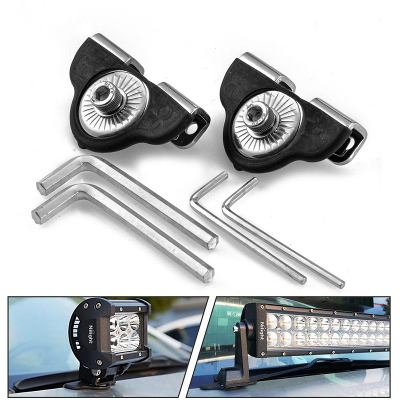 1PAIR Automobilio variklio gaubtas Led šviesos tvirtinimo kronšteinas Automatinis variklio dangtis Pillerio lempos laikiklio spaustukas be gręžimo visureigis 4WD 4X4
