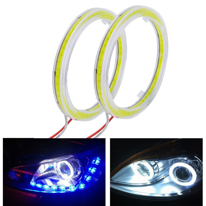 2 vnt Automobilio LED apskrito priekinio žibinto COB Angels Eye Aperture motociklo žiedo žibinto automatinė modifikacija 60 mm-120 mm