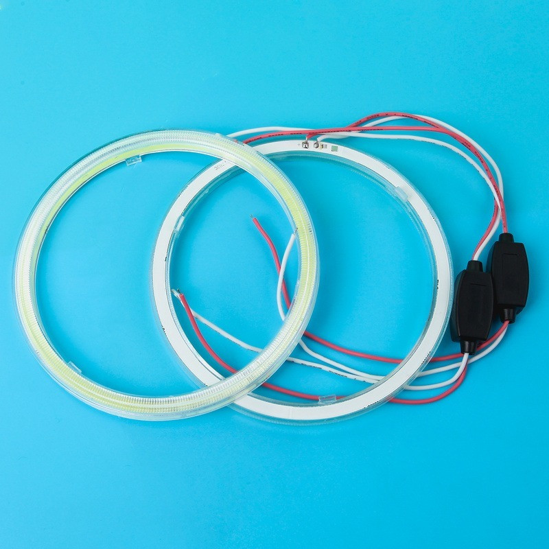 2 vnt Automobilio LED apskrito priekinio žibinto COB Angels Eye Aperture motociklo žiedo žibinto automatinė modifikacija 60 mm-120 mm