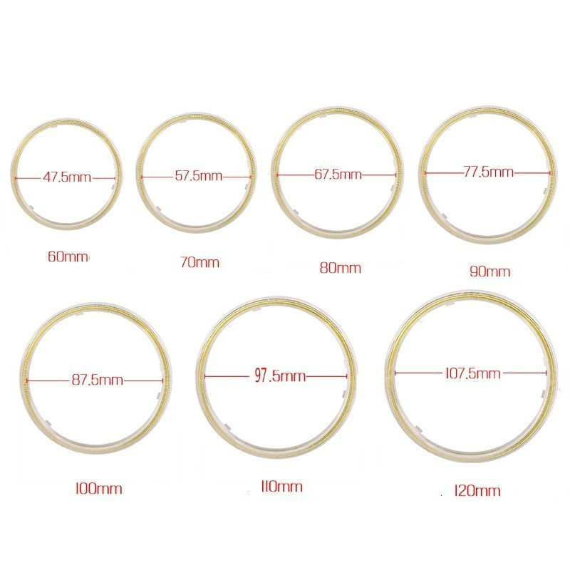 2 vnt Automobilio LED apskrito priekinio žibinto COB Angels Eye Aperture motociklo žiedo žibinto automatinė modifikacija 60 mm-120 mm