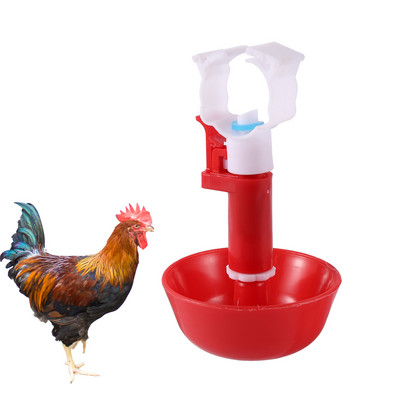 5 Pcs Automatic Chicken Nipple Drinker Farm Chicken Coop Feeder with Red Hanging Cup Poultry Farm Breeding Supplies
