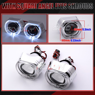 Sinolyn Angel Eyes Bi Led Lens Halo Lights Proiectoare pentru H4 H7 H1 9005 9006 Faruri de mașină Faza mare înaltă 2.5 inch LED Kits 40W