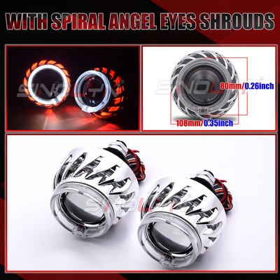 Sinolyn Angel Eyes Bi Led Lens Halo Lights Proiectoare pentru H4 H7 H1 9005 9006 Faruri de mașină Faza mare înaltă 2.5 inch LED Kits 40W