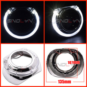 Sinolyn Projector Bezel LED Angel Eyes Shrouds για φακούς Hella/Koito Q5 3,0 ιντσών Κάλυμμα Bi Xenon Φακοί προβολέων DRL Bezels