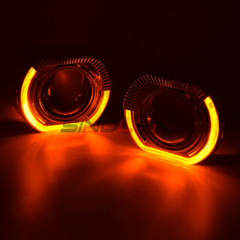 Sinolyn LED Angel Eyes Bi Xenon Προβολείς Προβολείς Φακοί στροφής DRL Φώτα πορείας για H7 H4 Προβολείς Αξεσουάρ αυτοκινήτου DIY