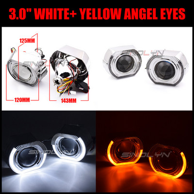 Sinolyn LED Angel Eyes Bi Xenon Proiector Faruri Lentile Semnal de întoarcere DRL Lumini de rulare pentru faruri H7 H4 Accesorii auto DIY