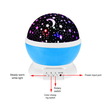 Star LED Projector Starry Sky Lamp Περιστρεφόμενη χαριτωμένη διακόσμηση δωματίου Kawaii USB τροφοδοτούμενη από μπαταρία Φως νύχτας για παιδιά Κοριτσάκι κρεβατοκάμαρα