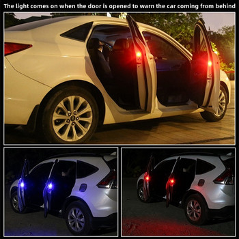 4 бр. Безжичен магнитен сензор Предупредителна светлина за отваряне на вратата на автомобила Универсална 5 LED мигаща мигаща светлинна лампа против сблъсък отзад