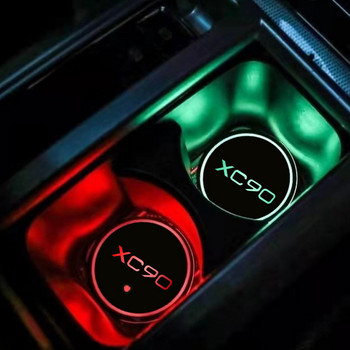 Държач за светеща подложка за Volvo XC90 2008 2010-2022 Модел 7 Цветно USB лого на кола Led Atmosphere Light Cup Автоаксесоари