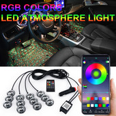 Lumină ambientală LED cu țigară Lampă de picior pentru mașină Decorare interioară Bandă de atmosferă RGB Neon Aplicație în mod multiplu/Comandă de la distanță