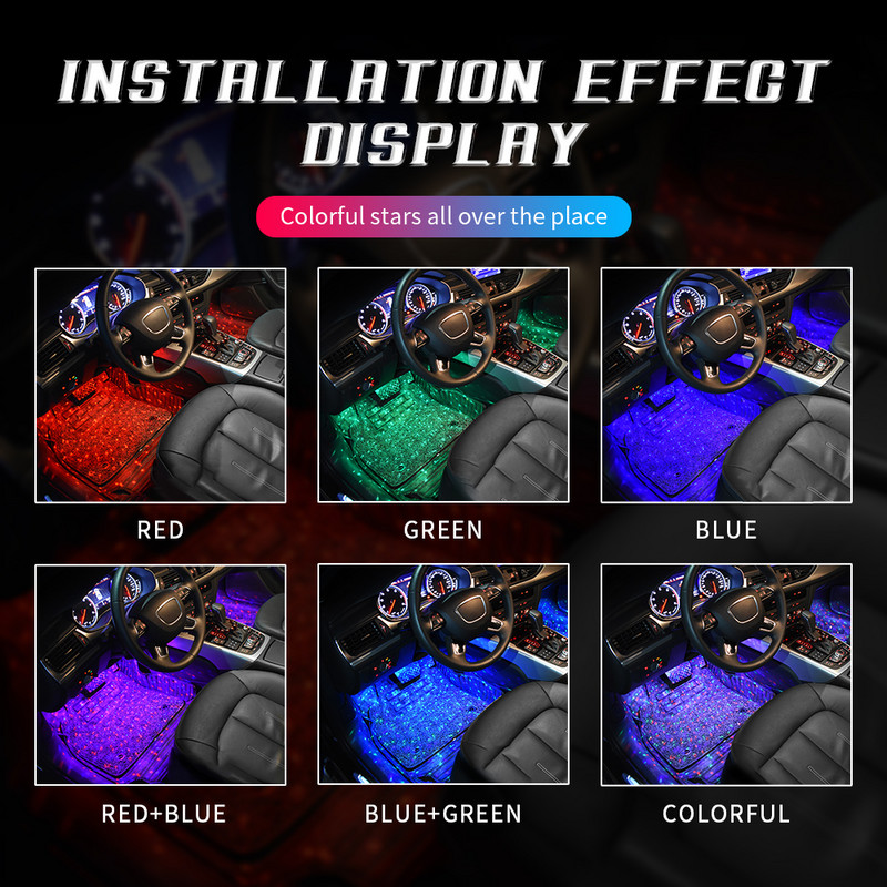 Lumină ambientală LED cu țigară Lampă de picior pentru mașină Decorare interioară Bandă de atmosferă RGB Neon Aplicație în mod multiplu/Comandă de la distanță