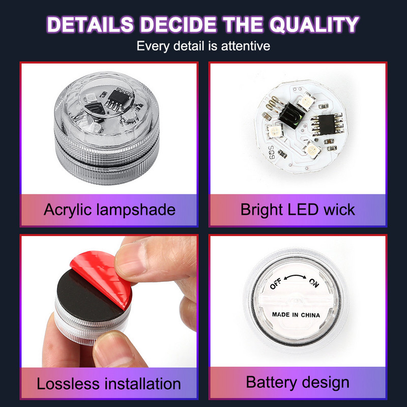 Belaidis lipnus LED automobilio salono aplinkos apšvietimas nuotolinio valdymo pultelio apdaila Auto stogo pėdos atmosferos lempa su baterija Spalvinga