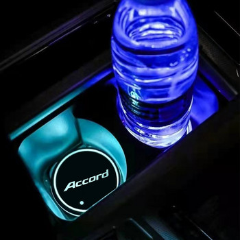 Светещ държач за подложка за Honda Accord 2008-2020 2021 модел 7 Цветно USB лого на кола Led Atmosphere Light Cup Автоаксесоари