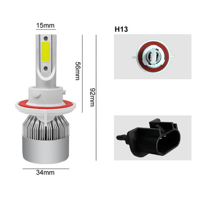 1tk 12V auto LED esitule pirnid H7 LED autotuled H4 880 H11 HB3 9005 HB4 9006 H13 6000K 36W 12V 3800LM autotarvikud