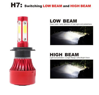 2 τμχ H4 H7 Led Headlight Bulb Cold White 6000k High Beam Surface COB Chip 8000Lm Car For Lights H11 H13 9005 9006 9007 Προβολείς ομίχλης