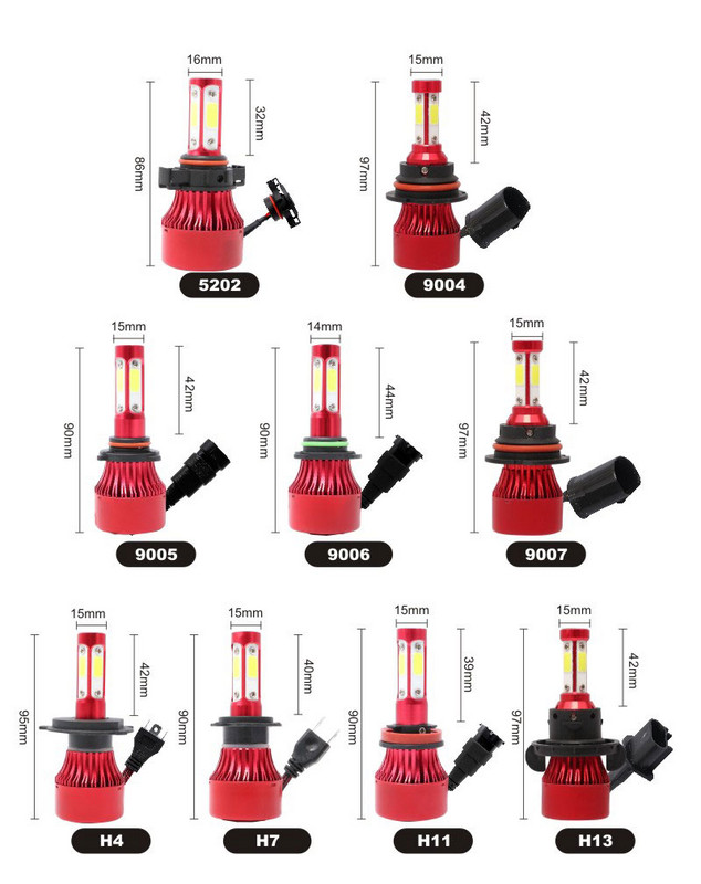 2tk H4 H7 Led esitule pirn külm valge 6000k kaugtulede pind COB kiip 8000Lm auto tuledele H11 H13 9005 9006 9007 udutuled