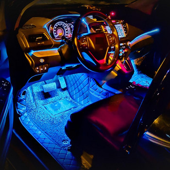 Led автомобилна лампа за крака Околна светлина RGB Usb приложение Безжично дистанционно управление на музика Автомобилен интериор Декоративни неонови атмосферни светлини