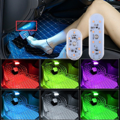 1X RGB LED auto salongi atmosfäärivalgus USB laetav sõrmepuuteandur kupli lugemispirn, automaatne ümbritsev jalalamp