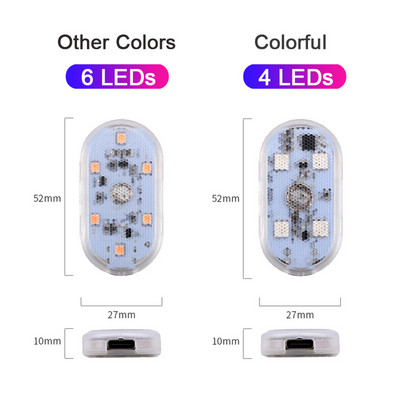 1X RGB LED auto salongi atmosfäärivalgus USB laetav sõrmepuuteandur kupli lugemispirn, automaatne ümbritsev jalalamp