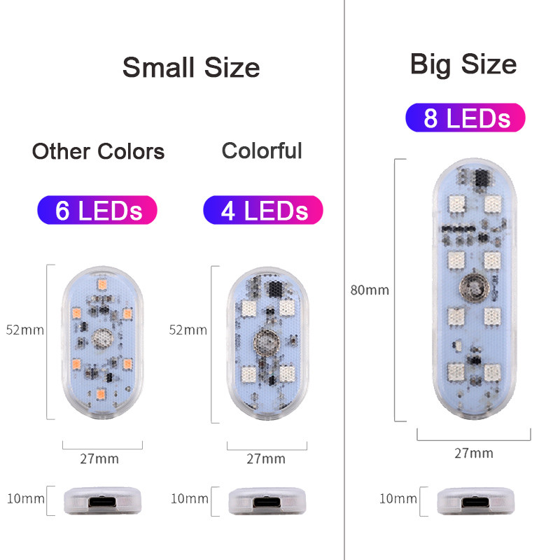 1X RGB LED auto salongi atmosfäärivalgus USB laetav sõrmepuuteandur kupli lugemispirn, automaatne ümbritsev jalalamp