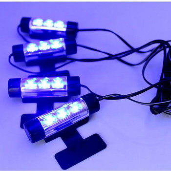 4-в-1 LED декоративна осветителна лента за крака на автомобила Син цвят Интериор Автоматична атмосфера Лампа Подсветка 12V Аксесоари