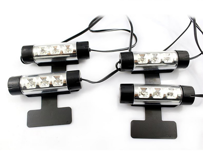 4 σε 1 LED Διακοσμητικό Φωτιστικό Περιβάλλοντος Ποδιού Αυτοκινήτου Μπλε Χρώμα Εσωτερικού Φωτισμού Αυτόματου Ατμόσφαιρας Οπίσθιος φωτισμός 12V Αξεσουάρ