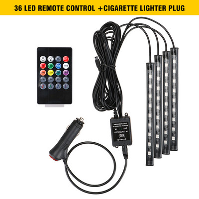 Atmosfera mașinii Lumină interioară Telecomandă muzicală Bandă LED Lampă pentru picioare Auto Neon Rgb Lumini pentru decorarea interioară Accesorii auto
