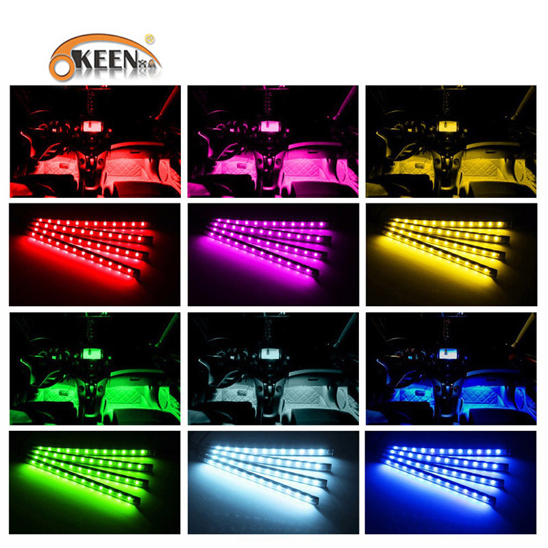 Atmosfera mașinii Lumină interioară Telecomandă muzicală Bandă LED Lampă pentru picioare Auto Neon Rgb Lumini pentru decorarea interioară Accesorii auto