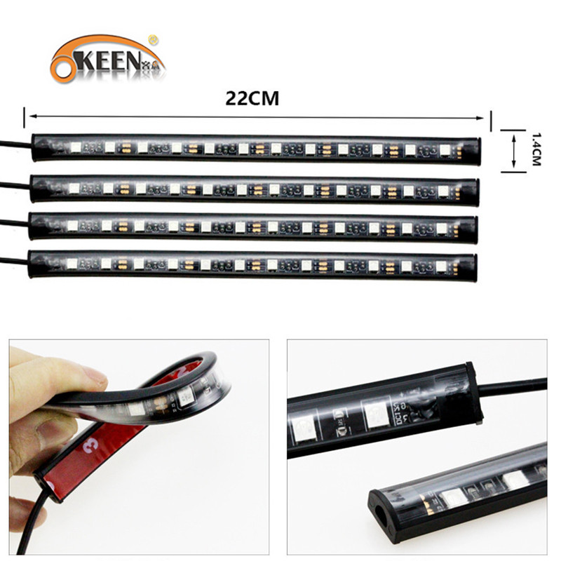 Atmosfera mașinii Lumină interioară Telecomandă muzicală Bandă LED Lampă pentru picioare Auto Neon Rgb Lumini pentru decorarea interioară Accesorii auto