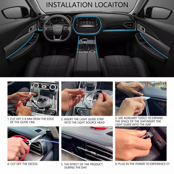 BLALION 6 В 1 RGB Интериор на автомобила Околна светлина 12V APP Музикален контрол Автомобилни ленти с оптични влакна LED атмосфера Декоративна неонова лампа