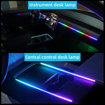 6/8IN1 Symphony 64Color автомобилни околни светлини RGB водач с оптична атмосфера акрилна интериорна декоративна лампа за Tesla Model3/Y/S