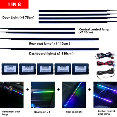 6/8IN1Symphony 64Χρώμα αυτοκινήτου Φώτα περιβάλλοντος RGB οδηγός οπτικών ινών ατμόσφαιρα ακρυλικό Εσωτερικό διακοσμητικό φωτιστικό για Tesla Model3/Y/S