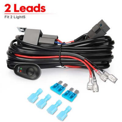 NAOEVO laidų rinkinys, skirtas 2 lemputėms, 1 šviesos saugiklio įjungimo-išjungimo jungiklis 12v 40a relė 180 vatų / 300 vatų 4–52 colių LED darbinei lemputei