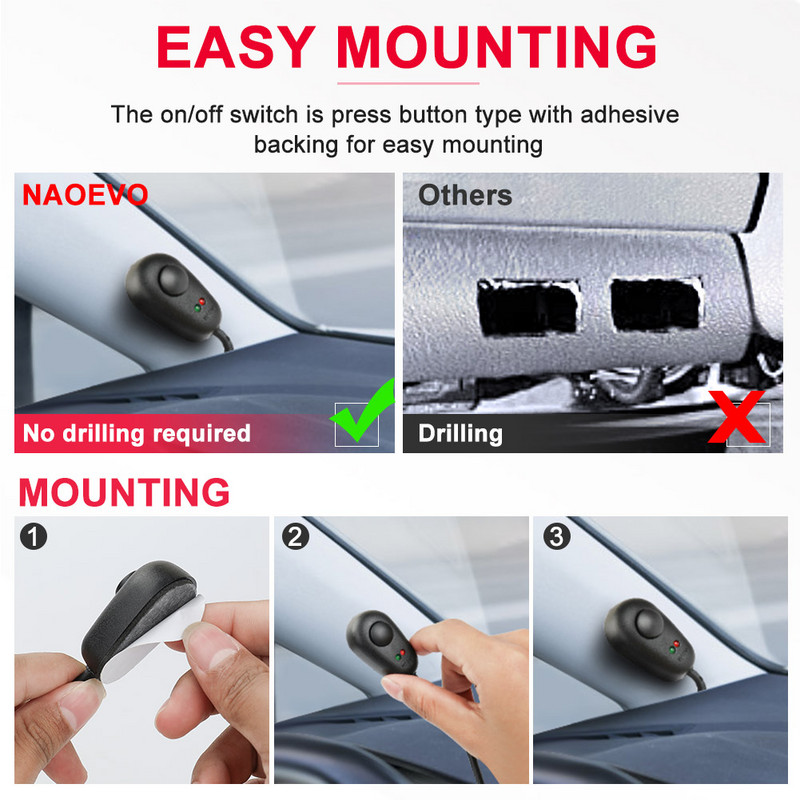 NAOEVO laidų rinkinys, skirtas 2 lemputėms, 1 šviesos saugiklio įjungimo-išjungimo jungiklis 12v 40a relė 180 vatų / 300 vatų 4–52 colių LED darbinei lemputei