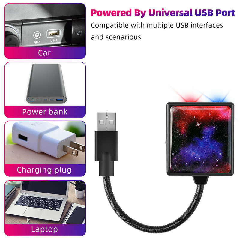 LED Φωτισμός Νυχτερινής Οροφής Αυτοκινήτου Φωτιστικό Προβολέα Εσωτερικό Περιβάλλον Νύχτα Starry Sky USB LED Διακοσμητικά φώτα αξεσουάρ αυτοκινήτου